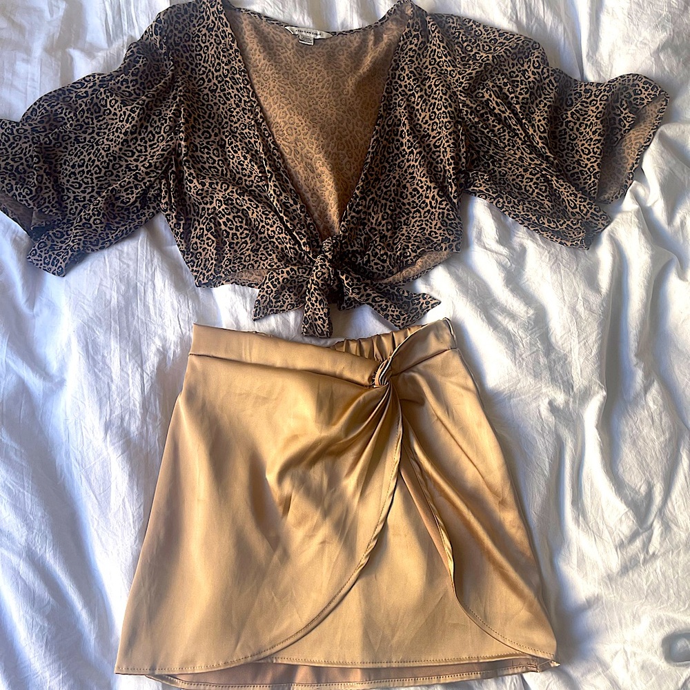 AVAILABLE - Gold Silk Mini Skirt